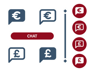 Chat Bubbles Icon. Speech Bubble, Comment, Euro, Pound Icon