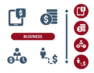 Business icons. Investment, investing, tablet, coins, dollar, money, businessman, job, career icon