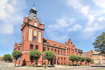 Fototapeta na wymiar Neo-gothic town hall in Lębork, Poland