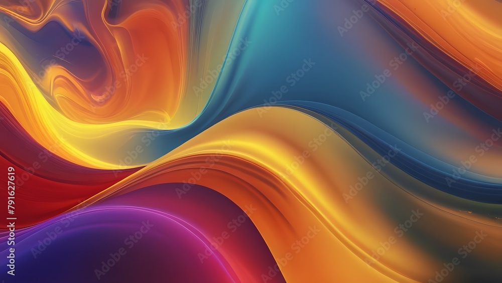 Poster colorful waves create a dynamic backdrop in abstract art