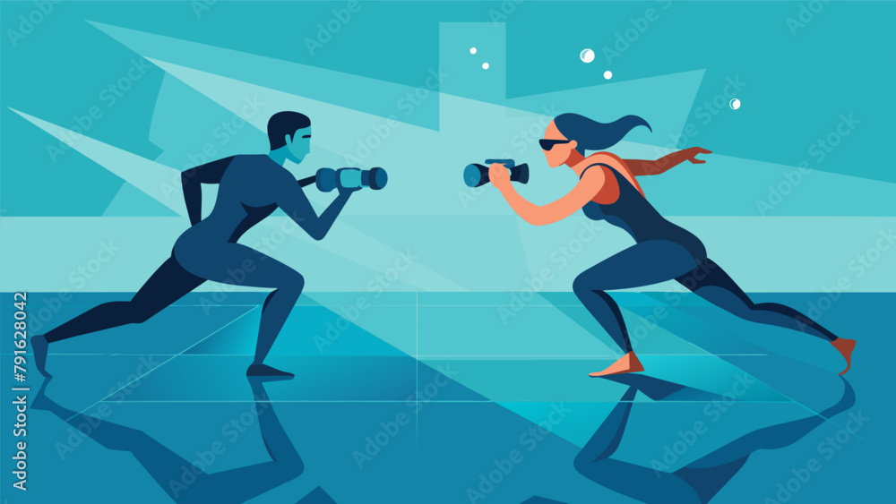 Poster underwater cameras capture the precise movements and techniques of fighters as they practice shadow 