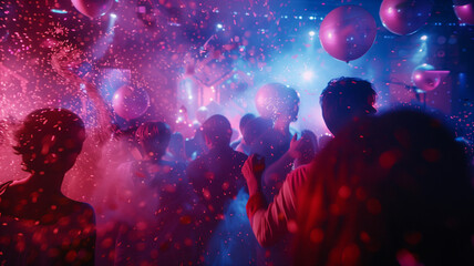 Vibrant Club Scene with Dazzling Neon Hues