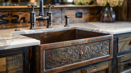 Fototapeta na wymiar An ornate vintage kitchen sink.