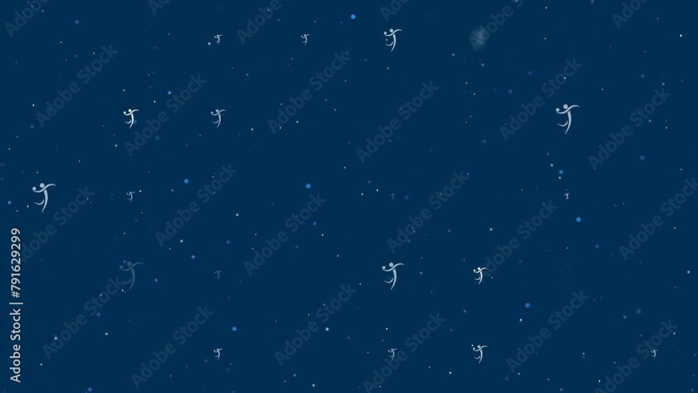 Poster template animation of evenly spaced handball symbols of different sizes and opacity. animation of tr