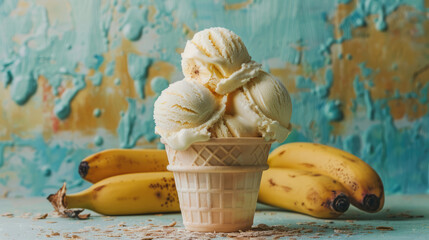Healthy vegan banana ice cream ready to eat