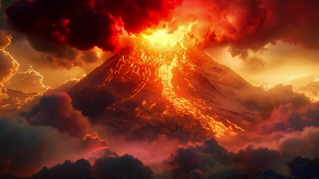 Fiery Olympus: A Symphony in Ash and Flame. Concept Adventure Photography, Nature Landscapes, Dramatic Lighting, Artistic Angles