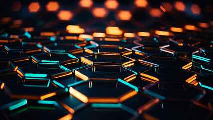 Obraz premium Abstract background hexagon pattern with glowing lights