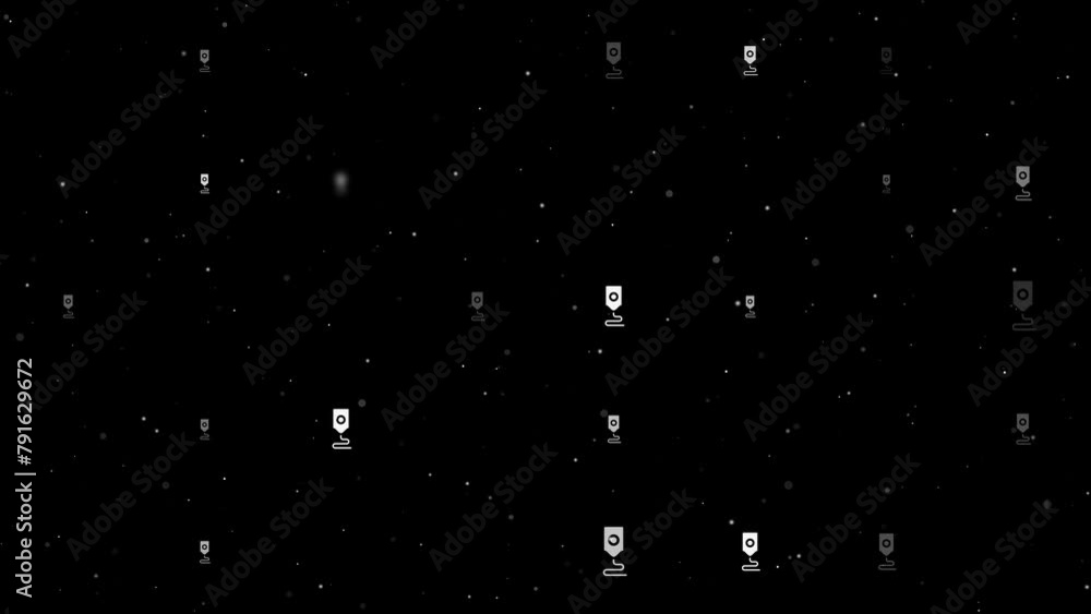 Poster template animation of evenly spaced 3d printer symbols of different sizes and opacity. animation of 
