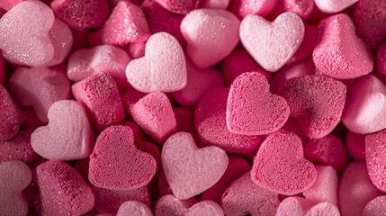 
A seamless pile of Sweethearts Valentine's Day heart candies, forming a colorful and romantic display. Each candy features endearing messages and vibrant colors, perfect for celebrating love 