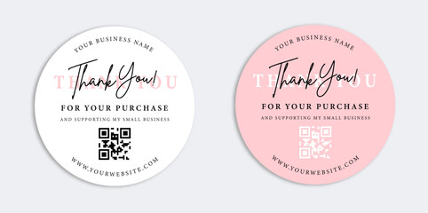 Vector thank you sticker template business packaging packaging sticker