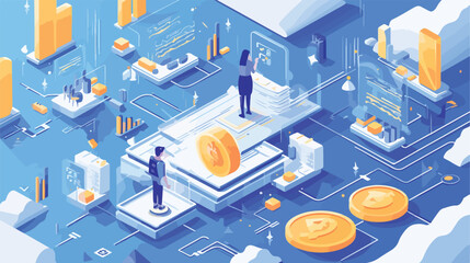Isometric cryptocurrency exchange payment concept v