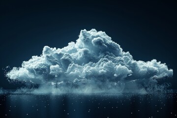 An abstract cloud isolated on black background. A single cloud in the air. Fog, white clouds, or dust isolated on black. - obrazy, fototapety, plakaty