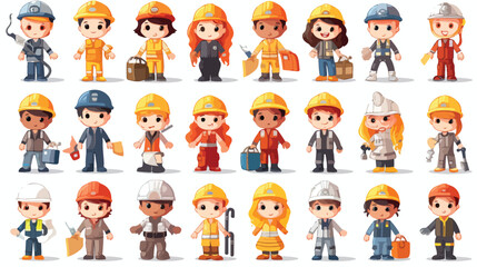 Kids in different professions and poses illustratio