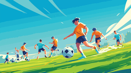 Obraz na płótnie Canvas Kids soccer game. Boys playing soccer football on t