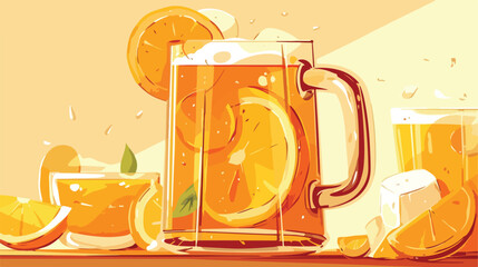 Kvass drink 2d flat cartoon vactor illustration iso