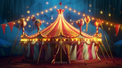 A charming 3d illustration of a whimsical circus tent  AI generated illustration