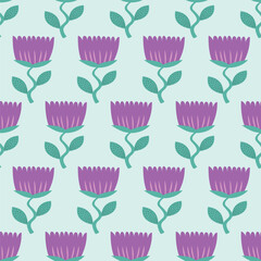 Vintage seamless floral pattern. A background of bright colors on a green background. Vector graphics for printing on surfaces and web design.