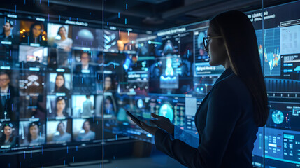 A woman is giving a presentation on a screen.