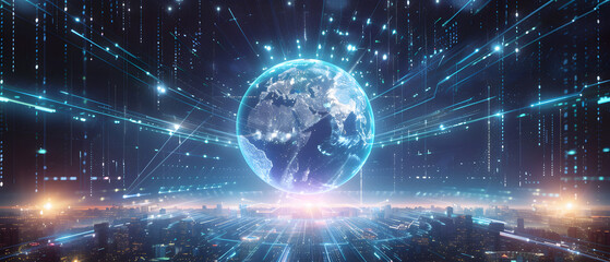 Obraz premium A glowing world floating in the middle Kingdom of Light and Energy