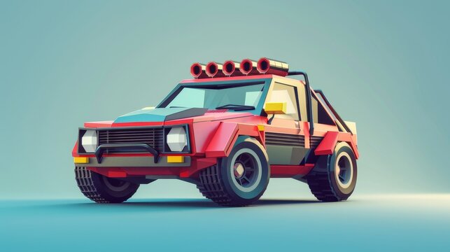 A cute and cartoonish car rendered in a retro -bit style  AI generated illustration