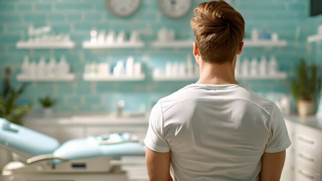 Back Therapy Session in Serene Clinic Setting. Concept Therapeutic sessions, Back pain relief, Relaxation techniques, Wellness support, Serene environment