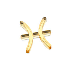 Zodiac sign. Golden Pisces symbol isolated on white