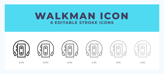 Walkman line icon for websites and apps. Vector illustration with editable stroke.