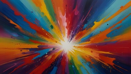 A feeling of pure joy captured in a vibrant abstract painting - obrazy, fototapety, plakaty