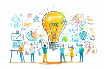 Team Innovation in Action - A Sketch of Collaborative Minds Shaping Ideas.