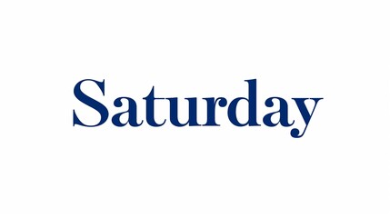 Saturday Sign on White Background - Weekends, Planning, Relaxation - Retail, Advertising - obrazy, fototapety, plakaty