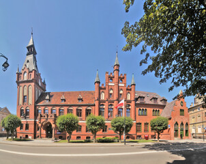 Neo-gothic town hall in Lębork, Poland
