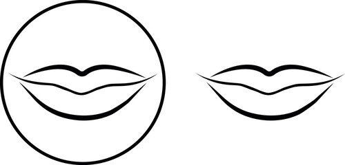 The lip icon. The lip line icon in a fashionable flat style, highlighted on a white background. For the design of your website, logo, application and user interface. Vector illustration.