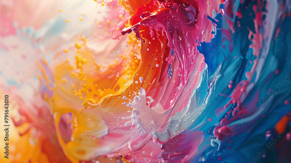 Poster exploring the boundary between creativity and artificial intelligence through vibrant abstract paint