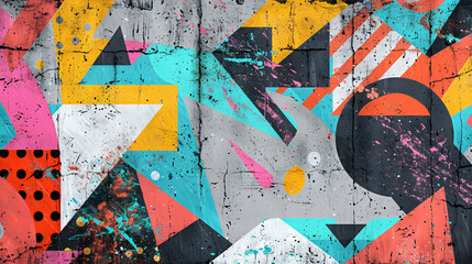 2d illustration. Concrete wall graffiti. Modern art 
