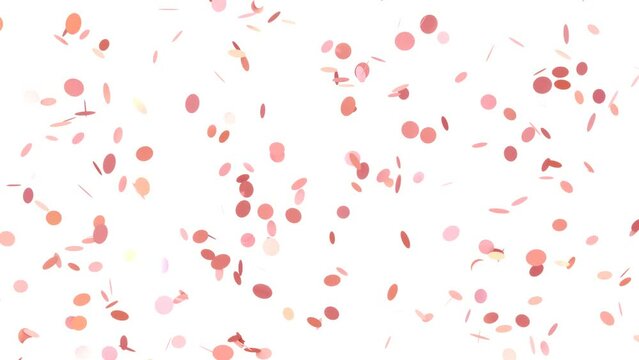 Animation of falling circular confetti over the white background. Rendered animation.