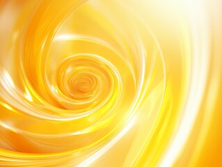 Yellow abstract background with spiral. Background of futuristic swirls in the style of holographic. Shiny, glossy 3D rendering. Hologram with copy space