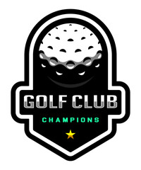 Golf ball logo. Sport games. Sporting equipment. Emblem, badge.
