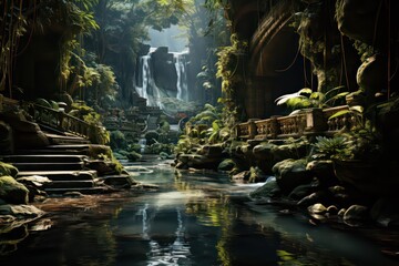 waterfall in the cave