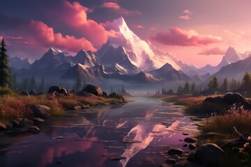 sunset in the mountains