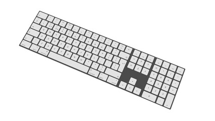 computer keyboard 3d on a white background