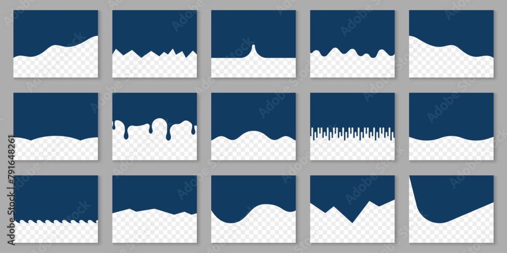 Aufkleber divider shape for website top and page bottom set. separator border collection for poster, app, bann