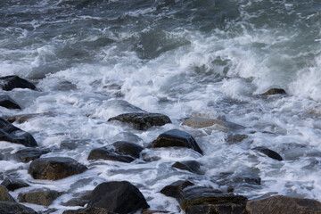 Ocean waves at a rocky shore