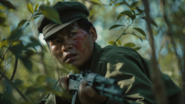 Close Up of A Vietnam War Vietcong Soldier