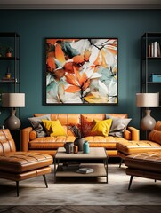 A contemporary living space featuring stylish furniture complemented by a captivating painting, adding an artistic touch to the ambiance, Generative AI.