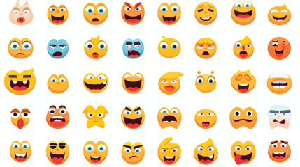 Mega big collection set of flat Emoji face emotion