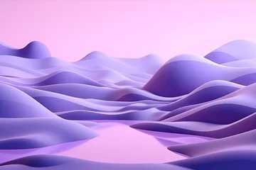 Papier Peint photo Lavable Violet 3d render, cartoon illustration of purple hills with water in the background, simple minimalistic style, low detail copy space for photo text or product