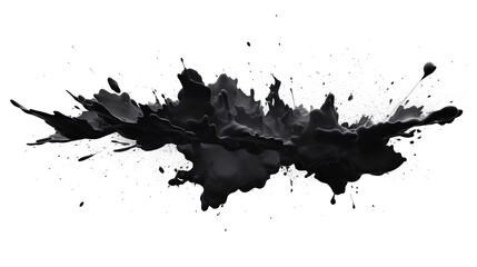 Abstract Black Ink Liquid Splashing Drops Brush

