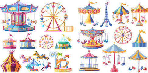 Carnival carousel and adult attraction on festival amusement park