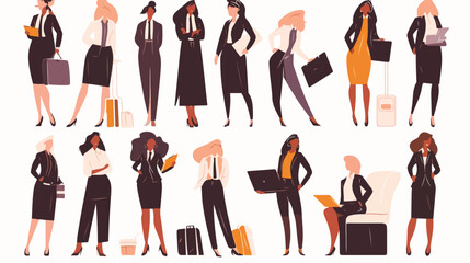 Modern business women set. Diverse businesswomen st