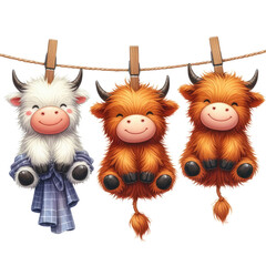 Cute Hanging Animal Clipart Illustration